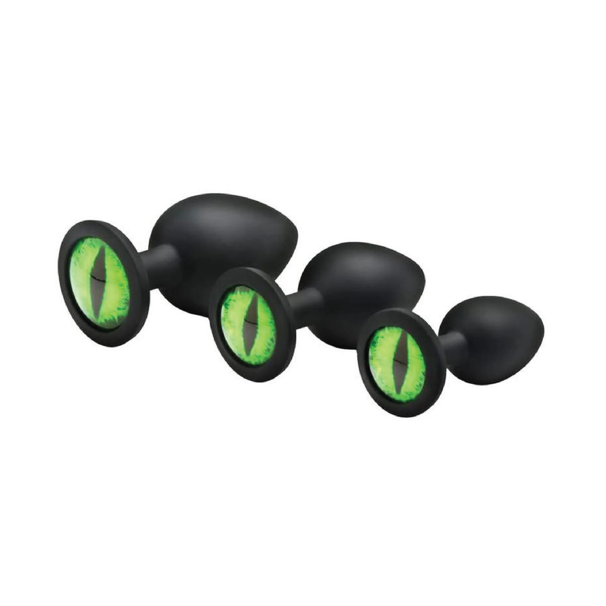 Creature Cocks Green Eye Silicone Butt Plug Set (3 Piece) - Green/Black