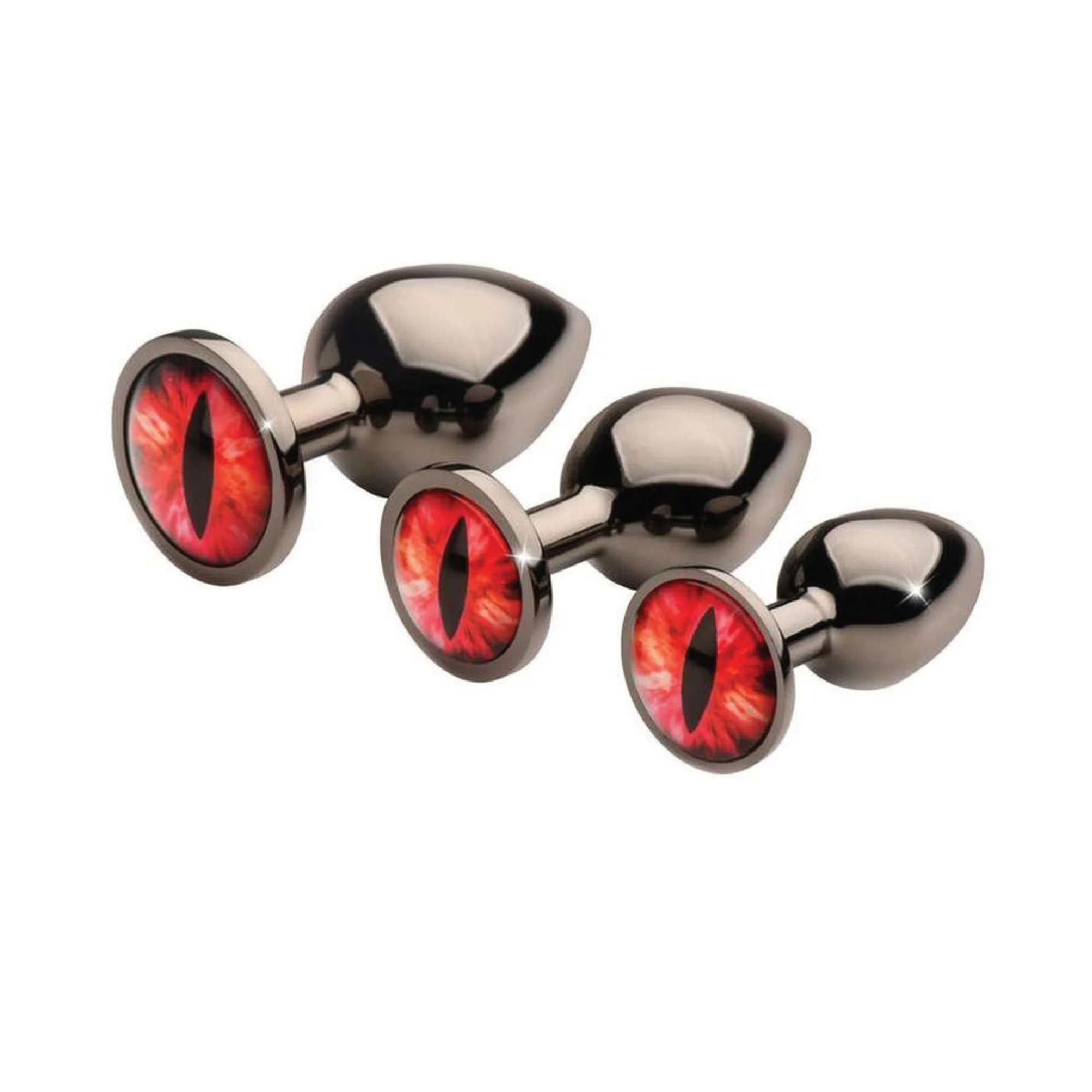 Creature Cocks Red Eye Metal Butt Plug Set (3 Piece) - Black/Red