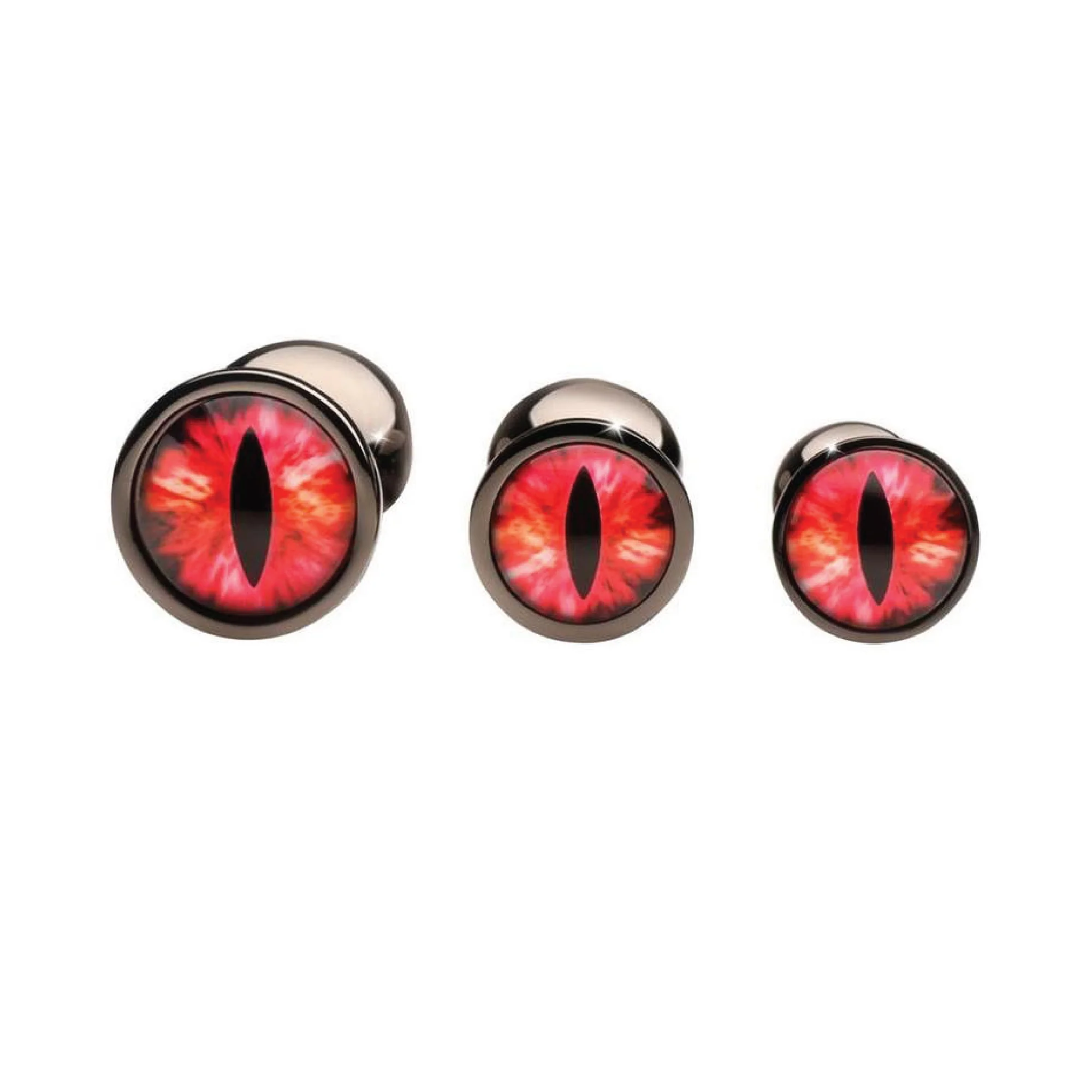 Creature Cocks Red Eye Metal Butt Plug Set (3 Piece) - Black/Red - Image 2