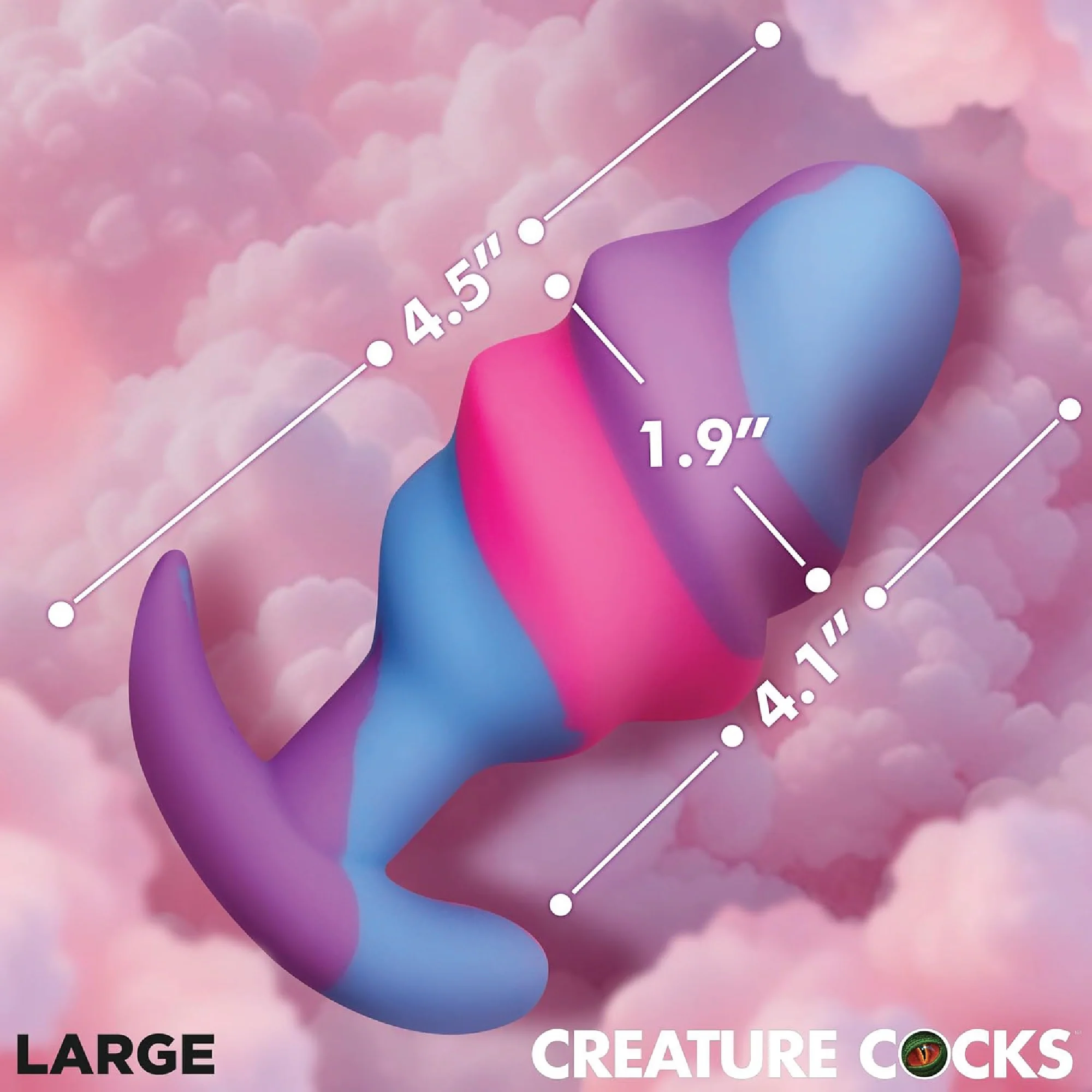 Creature Cocks Unicorn Swirl Silicone Butt Plug - Large - Multicolor - Image 3