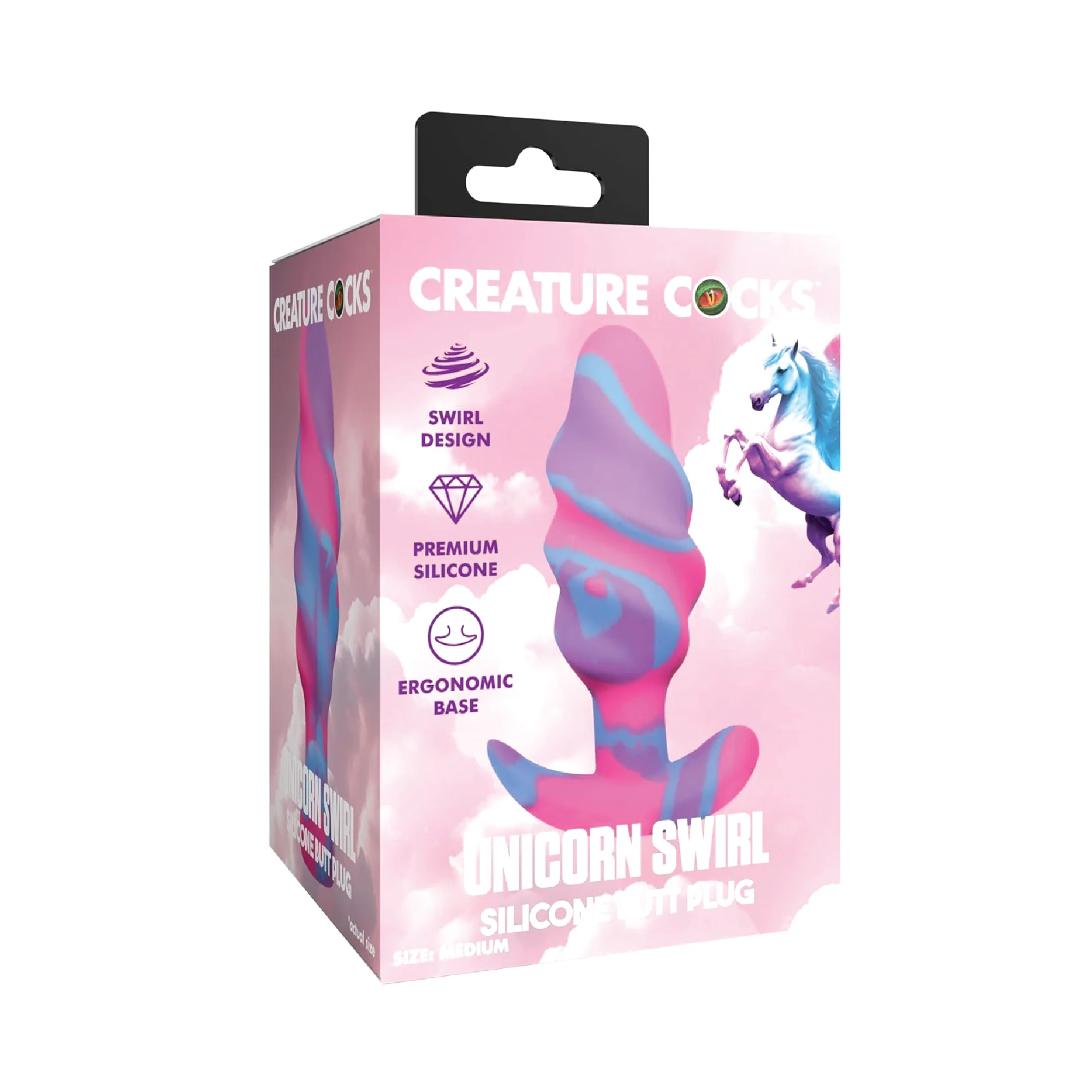 Creature Cocks Unicorn Swirl Silicone Butt Plug - Large - Multicolor - Image 5