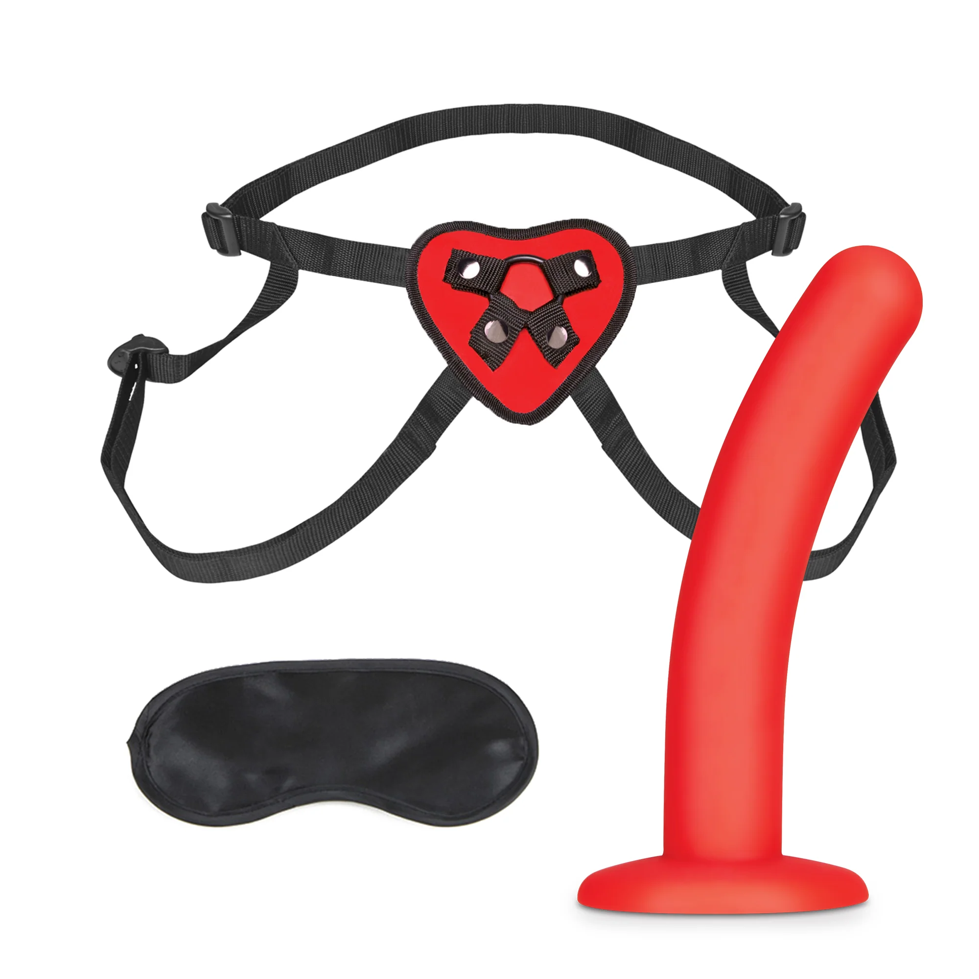 Red Heart Strap On Dildo Set