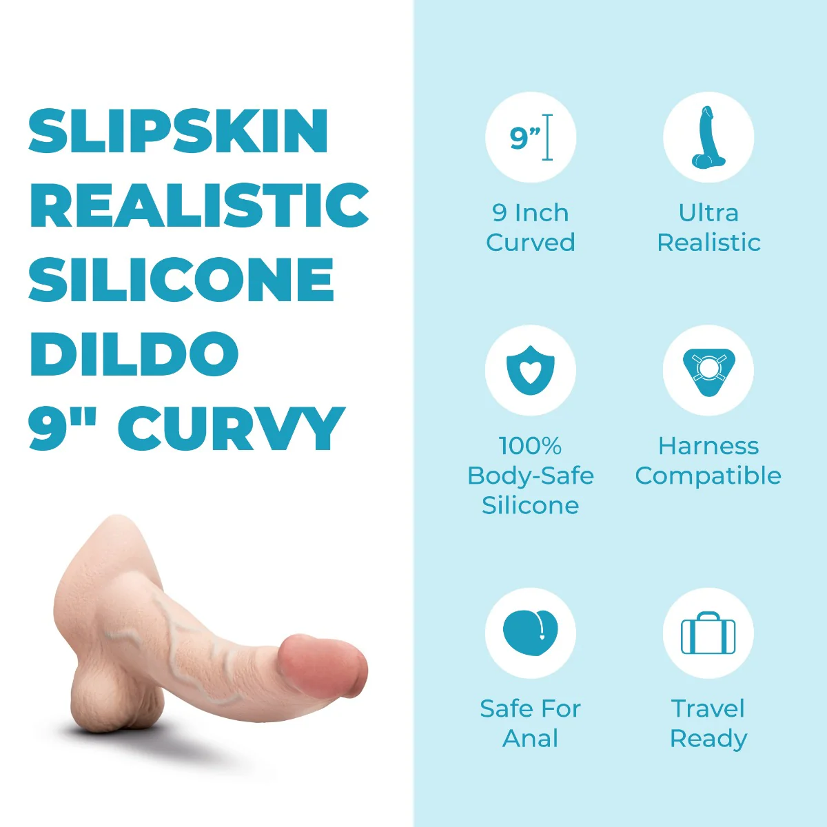 Slipskin Realistic Silicone Dildo - Curvy - Image 112
