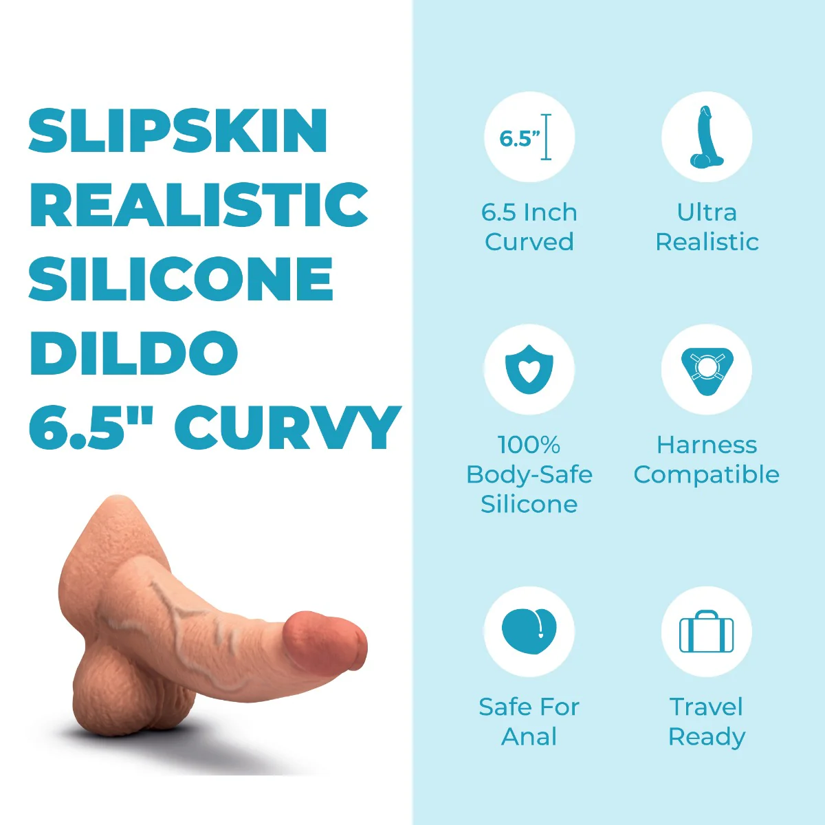 Slipskin Realistic Silicone Dildo - Curvy - Image 15