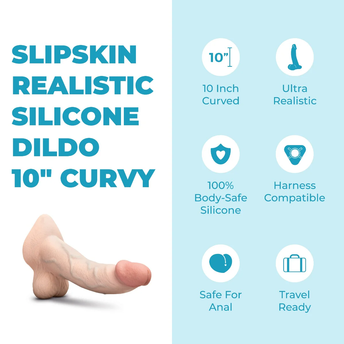Slipskin Realistic Silicone Dildo - Curvy - Image 154