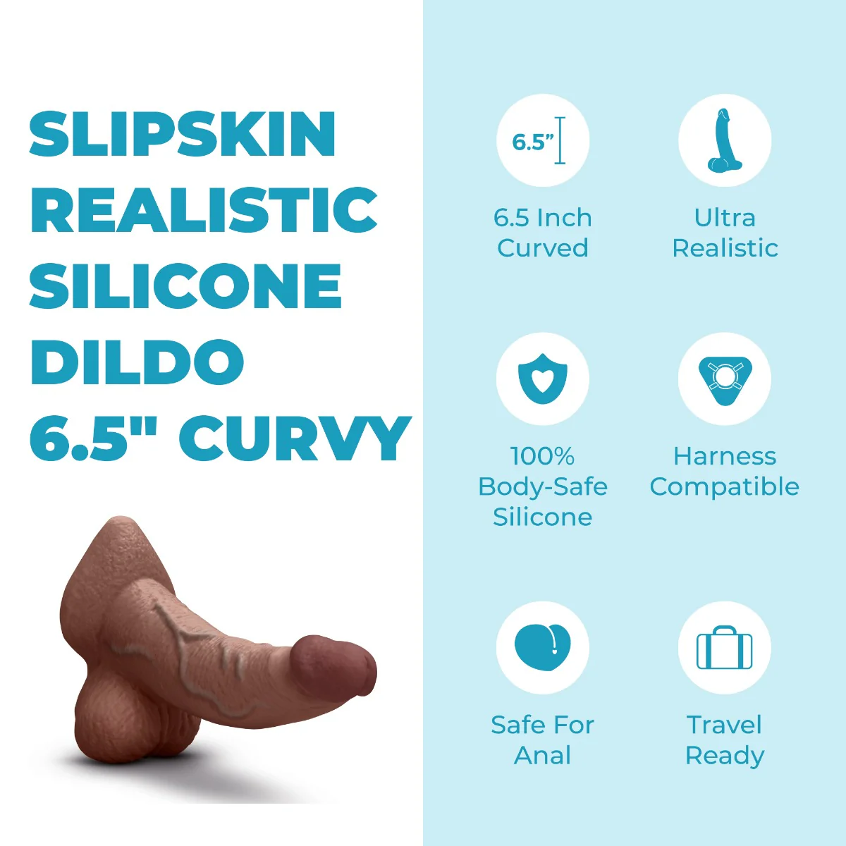 Slipskin Realistic Silicone Dildo - Curvy - Image 170