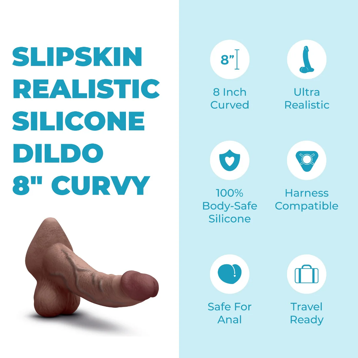 Slipskin Realistic Silicone Dildo - Curvy - Image 186