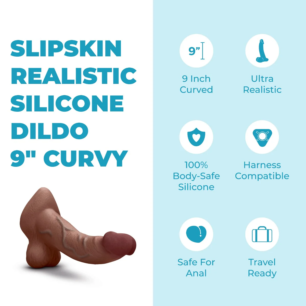 Slipskin Realistic Silicone Dildo - Curvy - Image 203
