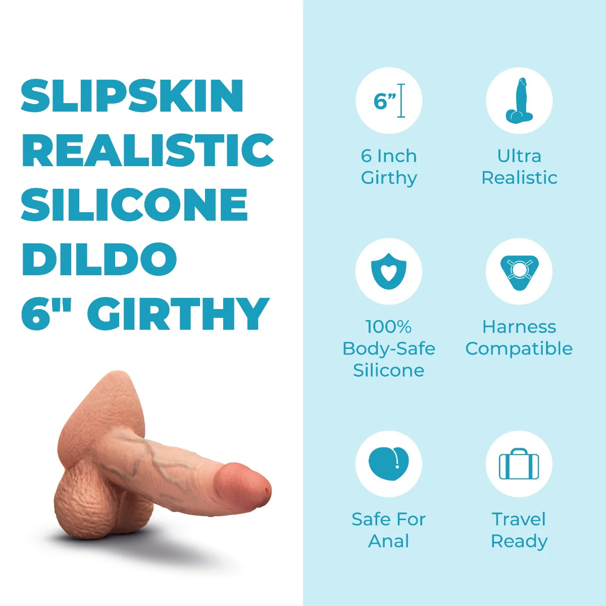 Slipskin Realistic Silicone Dildo - Girthy - Image 16