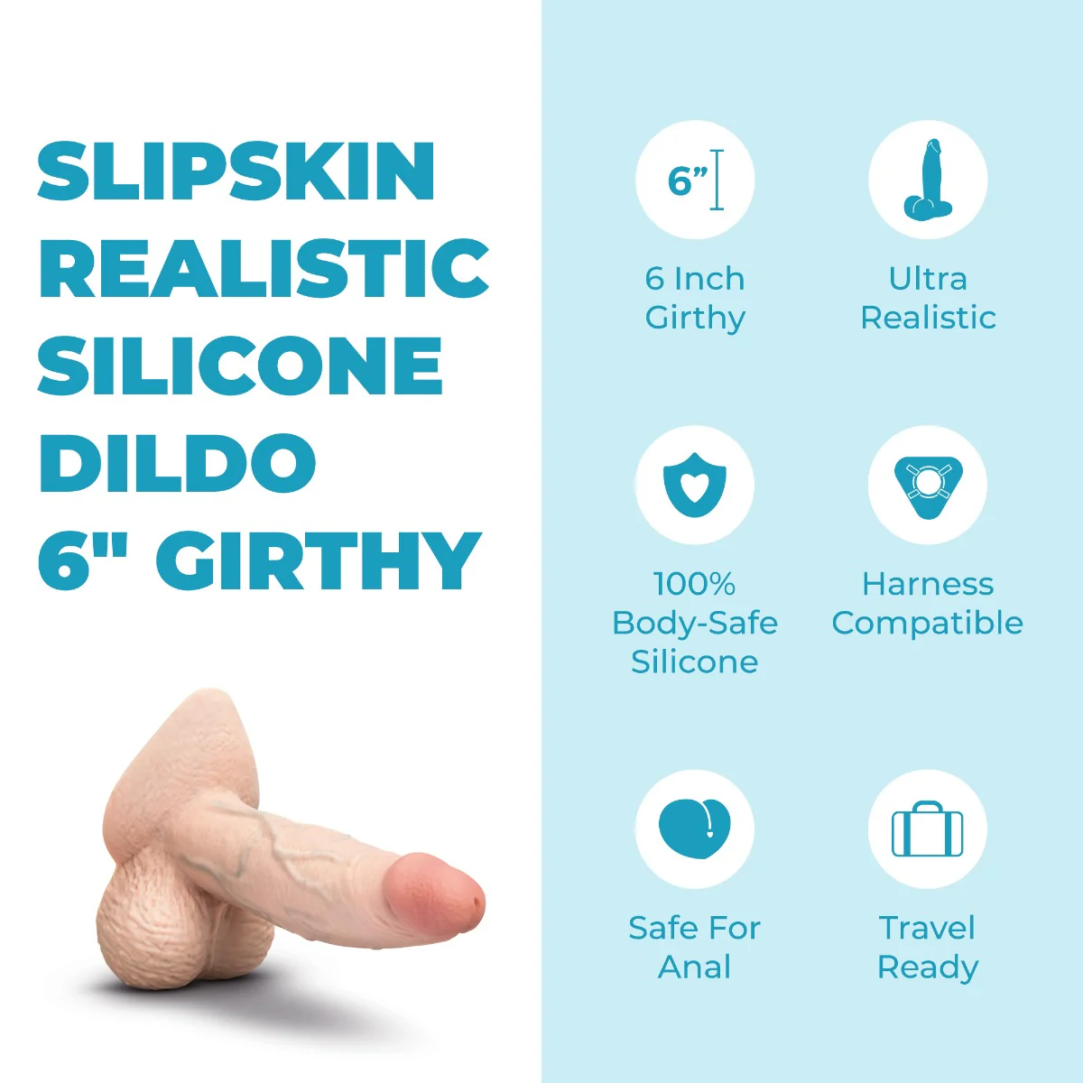 Slipskin Realistic Silicone Dildo - Girthy - Image 36