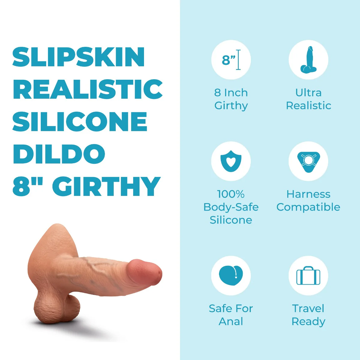 Slipskin Realistic Silicone Dildo - Girthy - Image 96